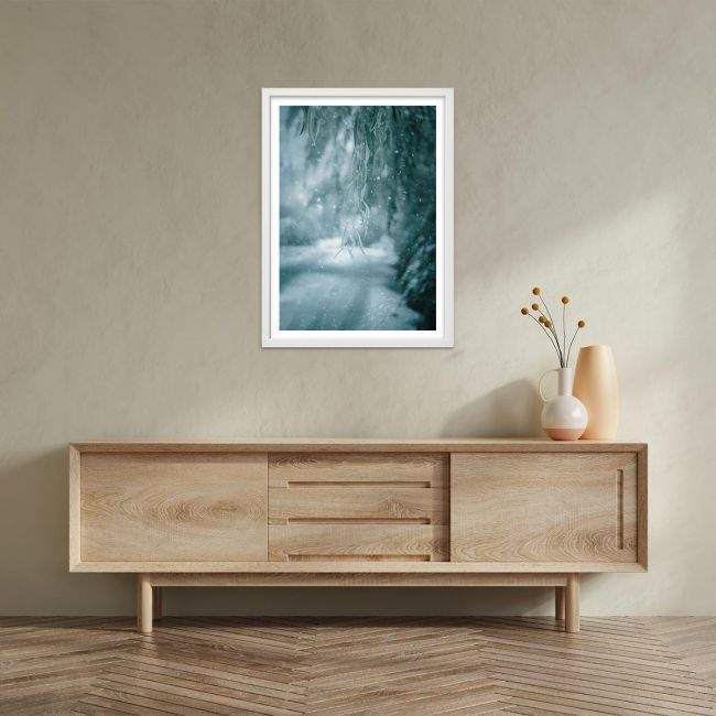 Canvas print, Red sky with blue hills