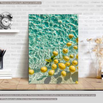 Canvas print, Lemons in turquoise water