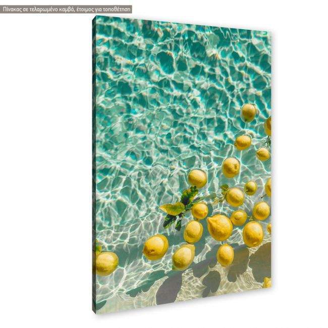 Canvas print, Lemons in turquoise water
