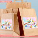 Birthday party sticker, Rainbow unicorn