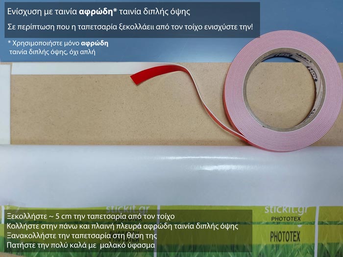 Οδηγίες ενίσχυσης κολλήματος αυτοκόλλητης ταπετσαρίας
